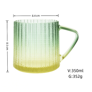 Mug en verre moderne à rayures verticales, écologique, sans BPA, 350 ml (12 oz), avec poignée, pour café, thé, latte, cappuccino, boissons, fête - Product Image 2