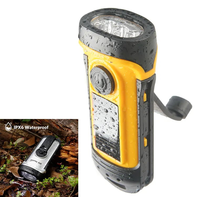LEDUN - Mini Taschenlampe Portable Emergency Radio Led Hand Crank Solar Powered Flashlight LED Mini Outdoor Flashlights