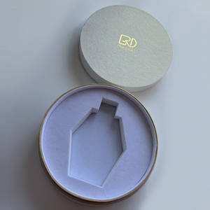 ROGOOD Boîte Cadeau Ronde Ciel et Terre pour Parfum et Cosmétiques, Papier Gaufré Blanc, Bord Doré, <span class=keywords><strong>Insert</strong></span> EVA P2132 - Product Image 6