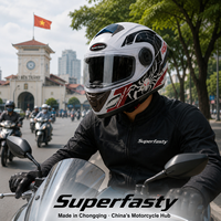 Casque de moto intégral à libération rapide Superfasty Factory Budget, nouveau modèle ABS, avec logo personnalisé OEM, toutes saisons, taille réglable