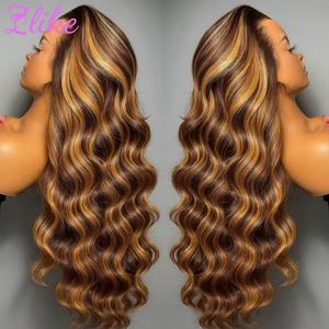 Perruque Lace Front Bouclée Pré-Pluckée Noire Blonde Marron avec Mèches, Cheveux Humains Vierges, Personnalisable en Gros, Fournisseur Populaire, Livraison Directe - Product Image 3