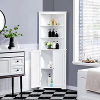 24 ans Offre Spéciale Armoire de rangement de salle de bain style simple Armoire d'angle haute double porte avec espace de rangement blanc pour salle de bain