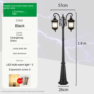 Lampadaire de jardin extérieur en fer avec abat-jour en verre LED, lumière blanc chaud 2700K, IP66, non-démontable, AC 220V, capteur de mouvement, alimenté par énergie solaire, 10 ans de garantie - Product Image 6