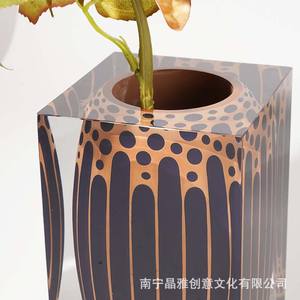 Florero Acrílico de Diseño Art Deco, Recipiente de Vidrio Transparente para Decoración de Sala de Estar - Product Image 3