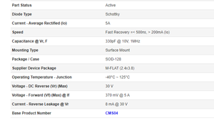 <span class=keywords><strong>Cms04</strong></span> (<span class=keywords><strong>te12l</strong></span> Q M) 30V 5A schottky Barrier Diode mflat gói cho điện CHỈNH LƯU - Product Image 6