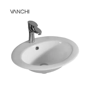 Bathroom porcelain drop in vessel sink types of lavatory