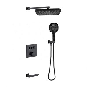 Grifo mezclador de ducha de baño negro de gama alta al por mayor, 3 funciones, latón termostático, una sola palanca, masaje de cerámica pulida - Product Image 1