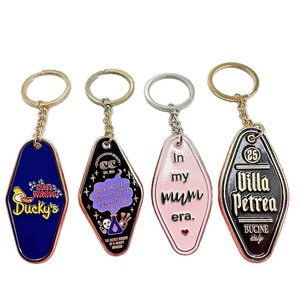 QY <b>Custom</b> Vintage Hotel Style Enamel Metal Keychain Irregular Shape <b>Key</b> <b>Ring</b> Motel <b>Key</b> Pendant Promotion - Product Image 1