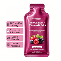 Sachet liquide personnalisé de vitamine D riche en calcium, format stick 15 ml, soutien à la santé osseuse, formule pour tous les âges 3+, personnalisation de l'emballage