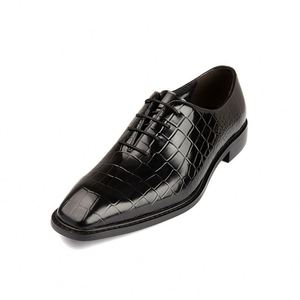 Zapatos de Cuero Modernos y Versátiles para Hombre, Hechos a Mano, con Punta Cuadrada Brillante, con Cordones, Cómodos, Transpirables y Ligeros, para Bodas - Product Image 3