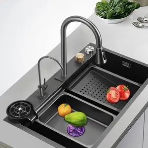 Sıhhi tesisat lavabo el yapımı mutfak Sink lavabo çift kase paslanmaz çelik Modern çağdaş seramik Ss cilalı