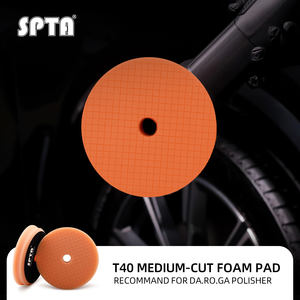 SPTA Tampon de polissage en mousse orange T40 de 5 à 6 pouces à coupe moyenne pour polisseuse de voiture DA/RO pour éliminer les rayures de 2000 grains #   Marques de disques abrasifs - Product Image 1