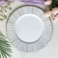 Assiettes de présentation rondes de luxe de 13 pouces, rose, bleu, avec bord doré, en plastique, décoratives, pour mariage, fête, dîner, durables