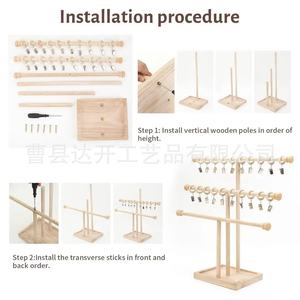 Wooden Hair Accessory Storage Rack 3 Tier For Kids Bedroom Standing Organizer With <b>Clips</b> And <b>Hooks</b> - Product Image 2