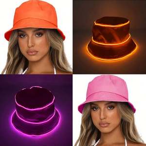 Sombrero de Pescador Luminoso LED Personalizado con Logotipo, Sombrero de Pescador Bordado con Logotipo Impreso, para Hombre y Mujer, Color Sólido, Visera Plana - Product Image 2