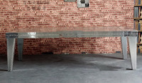 Ensemble table et chaises de salle à manger Aviator, style rétro industriel en aluminium, pour la maison et l'hôtellerie