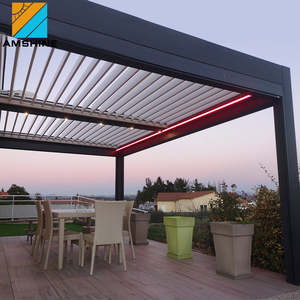 Muebles Modernos de Lujo para Jardín, Pérgola de Aluminio con Techo Abatible Impermeable, Conjunto de Gazebo para Jardín - Product Image 5