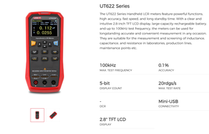 เครื่องวัดดิจิตอล UNI-T UT622E แบบพกพา สำหรับวัดความถี่ ความเหนี่ยวนำ ความต้านทาน ความจุไฟฟ้า มัลติมิเตอร์ โอห์มมิเตอร์ รองรับ OEM ปรับแต่งได้ - Product Image 3