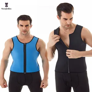 Korset Neoprene Pria, Pakaian Kebugaran Pengecil Pinggang, Rompi Kompresi Ritsleting, Tank Top Sauna Pelangsing Pembentuk Tubuh