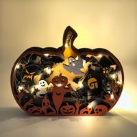 Décoration de bureau d'Halloween : Citrouille multicouche simulée avec fantôme de maison hantée et épouvantail