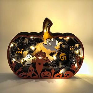 Décoration de bureau d'Halloween : Citrouille multicouche simulée avec fantôme de maison hantée et épouvantail - Product Image 2