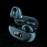 BH12 TWS earphone konduksi udara 5.3, Headset telinga terbuka tahan Air klip telinga nirkabel headphone konduksi tulang keluaran