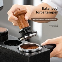 Presse-café à ressort en acier inoxydable 304 avec poignée en bois, pression constante réglable, outil de pressage de pucks, équipement de barista