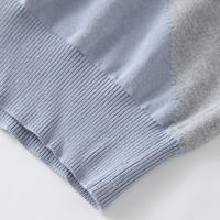 Fabricant de tricots personnalisés Pull bleu pâle décontracté à col rond long en maille à blocs de couleurs Pulls de travail pour femmes
