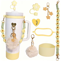 Lot de 7 accessoires pour gobelets de 30oz et 40oz avec poignée, sangle et couvre-paille en silicone pour femmes
