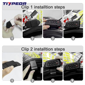 TIYPEOR <span class=keywords><strong>EJEAS</strong></span> <span class=keywords><strong>V4</strong></span> Plus 4 Way 1500m inalámbrico Bluetooth casco intercomunicador impermeable motocicleta intercomunicador - Product Image 4