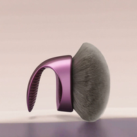 Pinceau à poudre libre surdimensionné à tête champignon en poils synthétiques avec manche en plastique, idéal pour le blush et le gloss à lèvres - Meilleure vente