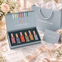 Boîte cadeau magnétique gris-bleu avec logo personnalisé, insert sur mesure, boîte rigide pour vernis à ongles, emballage pour coffret de vernis à ongles, boîte cadeau magnétique