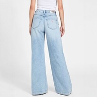 Jean en denim rétro taille haute à jambe large pour femme, pantalon sarouel décontracté amincissant