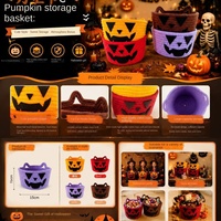 Paniers de rangement tressés en corde de coton pour Halloween, vente en gros, organisateurs créatifs à motif citrouille de dessin animé, cadeaux de fête transfrontaliers