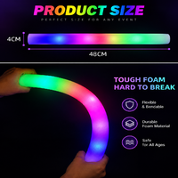 Bâtons lumineux LED en mousse personnalisables avec logo, 48 cm, colorés, clignotants, pour concerts, mariages, festivals, événements de rave