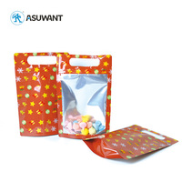 Groothandel Kerst Grafisch Ontwerp Rits Sluiting Hanggat Droog Fruit Noten Verpakking Geurdicht Ziplock Zakje Staande Pouch Zak