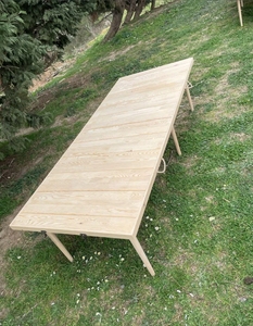 <span class=keywords><strong>Table</strong></span> de balcon pliante de <span class=keywords><strong>grande</strong></span> taille pour 10 personnes, <span class=keywords><strong>table</strong></span> de pique-nique à pieds courts en <span class=keywords><strong>bois</strong></span>, <span class=keywords><strong>table</strong></span> de jardin portable pour patio - Product Image 3