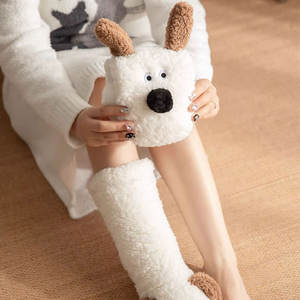 Mignon chaussette thermique femmes dessin animé 3D <span class=keywords><strong>chien</strong></span> hiver chaud épais en peluche <span class=keywords><strong>antidérapant</strong></span> maison dormir sol doux drôle floue moelleux pantoufle chaussette - Product Image 2