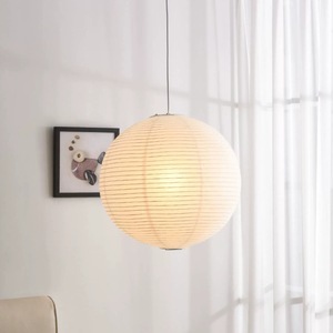 Lámpara Colgante Redonda de Papel Japonés E27 LED Luz Blanca Cálida para Hogar, Dormitorio, Restaurante, Lámpara Esférica de Papel Xuan - Product Image 2