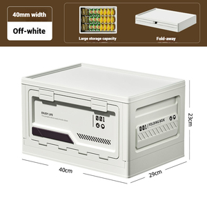 Boîte de rangement de camping en plein air avec couvercle en bois et ouverture latérale, 35L, organisateur de coffre de voiture pliable en plastique PP pour le rangement des vêtements et des aliments - Product Image 6