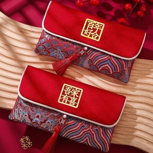 Enveloppe rouge de mariage Magpie en tissu avec fermeture magnétique, 10000 yuans, pour anniversaire, pleine lune, célébration des 100 jours - Product Image 1