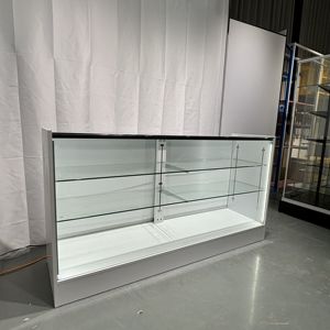 HIKUYA Fabrieks Prijs Volledig Glazen Displaykast Kassa met Gehard Glas & MDF Wit Eco-vriendelijk Modern Design - Product Image 3