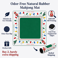 Alas Mahjong Natal Holly Jolly Grosir Langsung dari Pabrik, Alas Permainan Karet Anti Selip Tanpa Bau, Cetak Kustom untuk Pesta Liburan