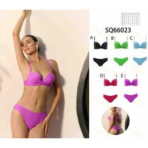 Costume da bagno bikini due pezzi da donna con top imbottito e slip a vita alta con laccetti laterali, ideale per l'estate e la spiaggia, taglie S-XL, all'ingrosso SQ66023 - Product Image 1
