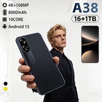 A38 Téléphone Mobile 5G LTE CDMA 7,3 Pouces 8000mAh 16GB 1TB Écran AMOLED 120Hz Débloqué Android 15 108MP HD Abordable