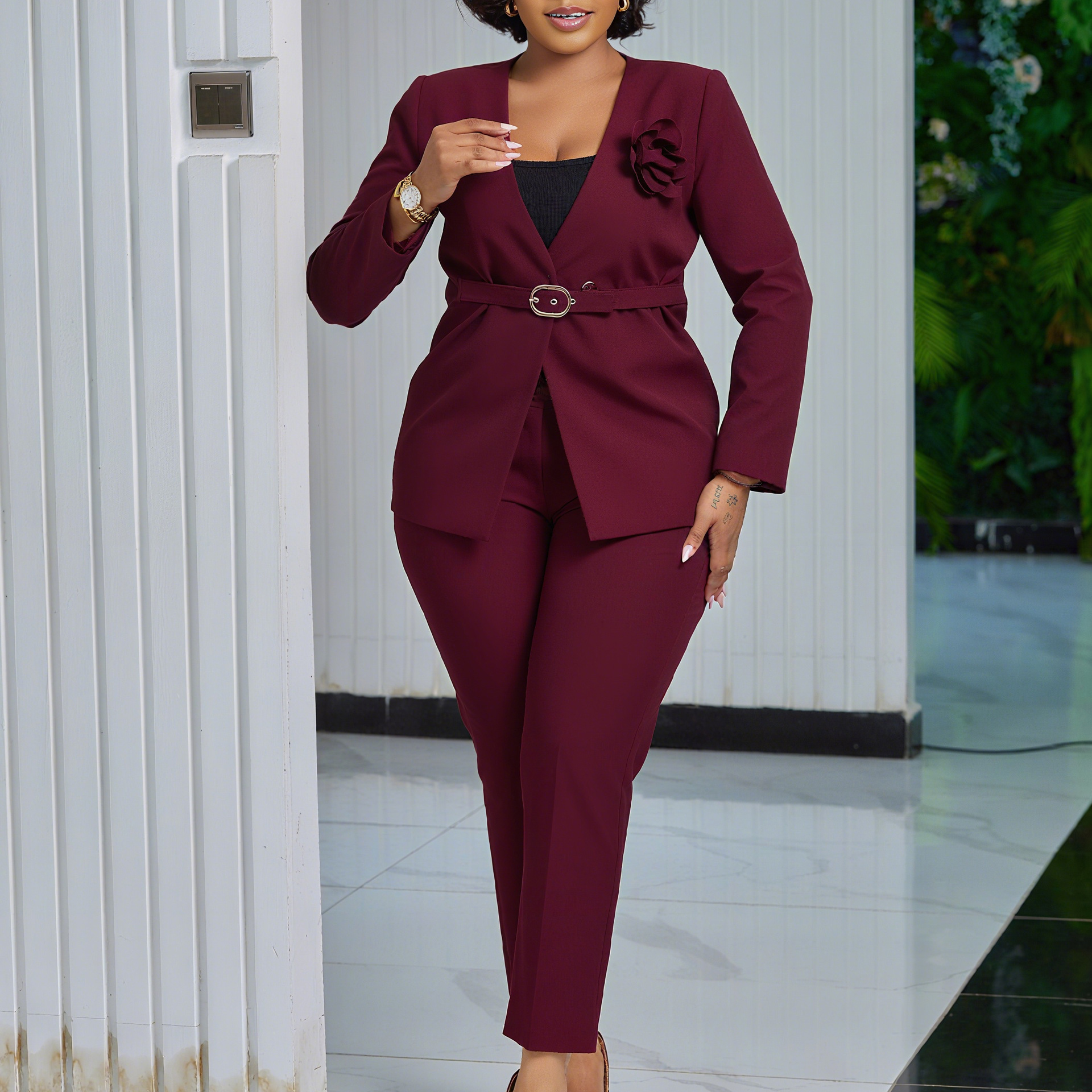 Trendy Ladies Suits Office Wear Autumn Outfits for Women Long Sleeve Top +Pant Set Two Piece Set Women Clothing · image 3