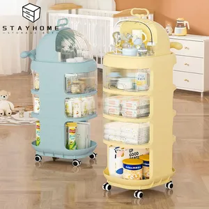 Baby Product Storage Rack Plastic Trolley Removeable Storage Multifunctional Mobile Drawer Baby Products Rotating Storage Rack