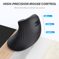 AMZ Penjualan Terlaris Mouse Optik Ergonomis Vertikal Nirkabel 2.4G 1600DPI 6 Tombol Nyaman Klik Senyap Isi Ulang
