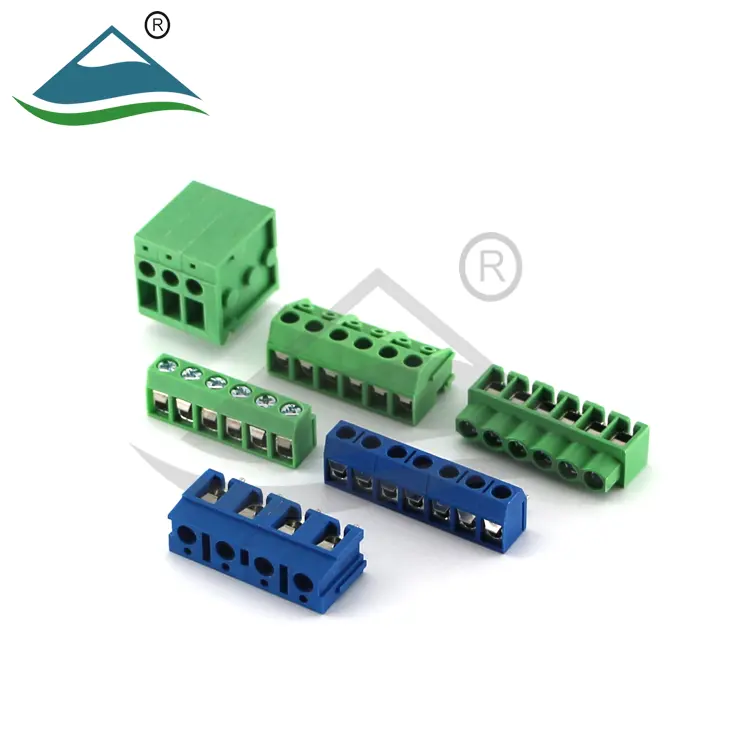 Plug-in yaylı terminal blokları oem pcb vidalı elektrik konnektörleri 2-24 pin 2.5mm 3.5mm 3.81mm 5.0mm 5.08mm 7.62mm