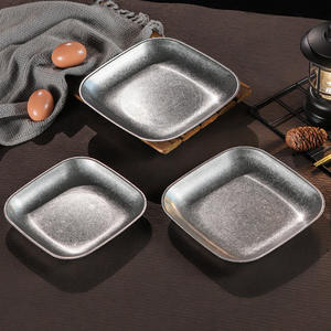 Assiette à Dîner Vintage en Métal de Style Industriel en Acier Inoxydable Camping en Plein Air Assiettes de Nourriture Occidentale Restaurant Français Plat en Os - Product Image 5